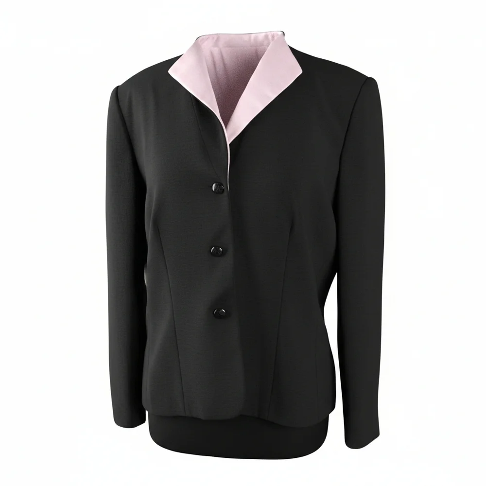 JONES WEAR SUIT Black Blazer with Pink Lapel SIZE 18 - Picture 4 of 4